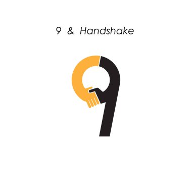 Yaratıcı 9-sayı simgesini soyut logo tasarım vektör şablonu. Otobüs