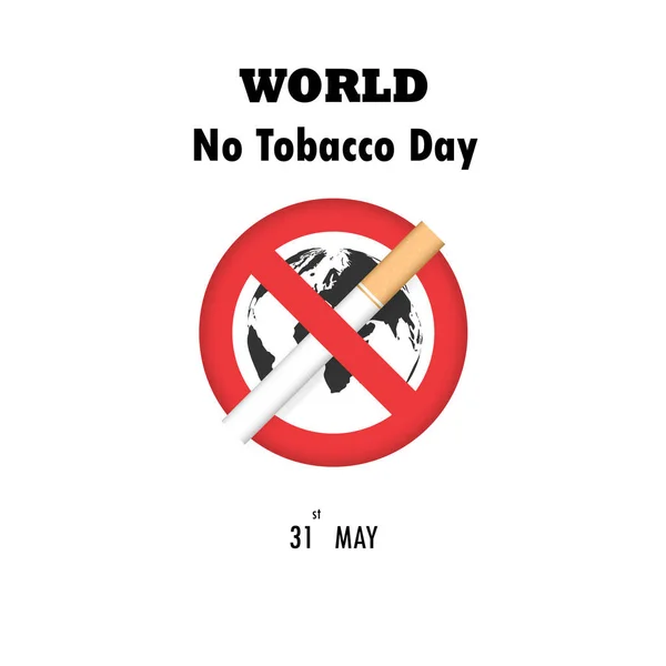 Världen karta ikon och sluta tobak logga. Världen ingen tobak dag. Ingen Smo — Stock vektor