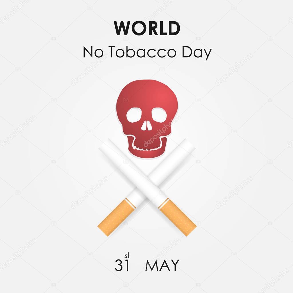 Human skull and Quit Tobacco sign.World no tobacco day.No Smokin