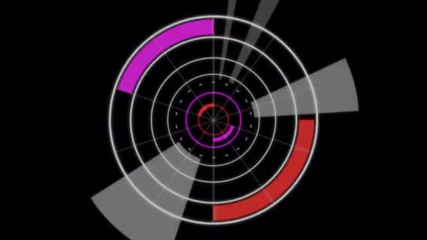 Kreativa cirkel abstrakt footage formgivningsmall. Rotation dator cirklar gränssnitt & programvara rutan datorspelet — Stockvideo