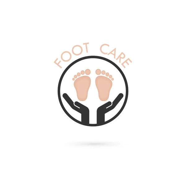 Cura del piede Logo.Human icon.Foot spa concept.Vector illustrat — Vettoriale Stock