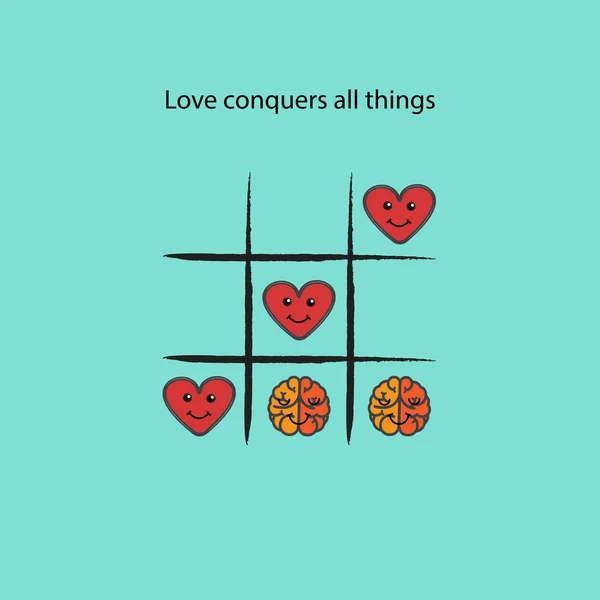 Juego simple - X-O game.Tic-tac-toe elements.Love conquista todo th — Vector de stock