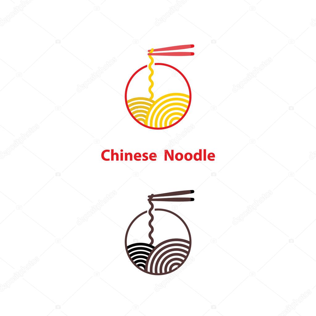 Noodle restaurant and food logo vector design.Chinese noodle logo design template.Taste of Asia logo template design.Vector Illustration.