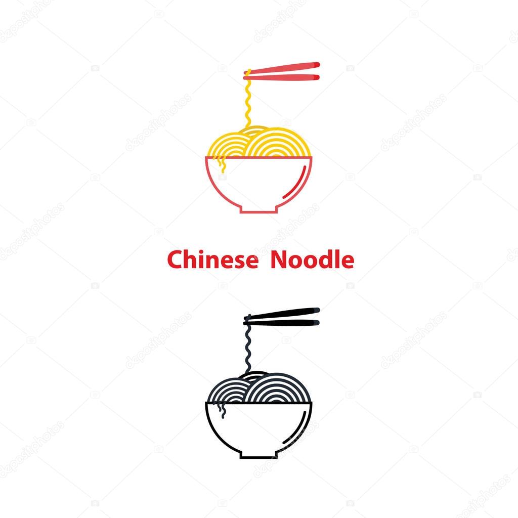 Noodle restaurant and food logo vector design.Chinese noodle logo design template.Taste of Asia logo template design.Vector Illustration.