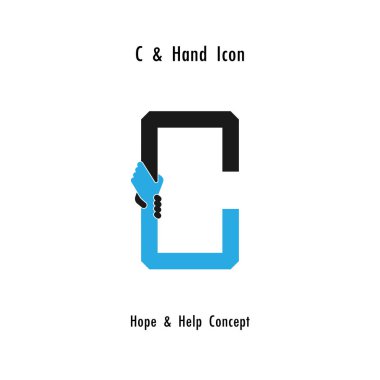 Yaratıcı C-alfabe simgesi Özet ve eller simge tasarlamak vektör 