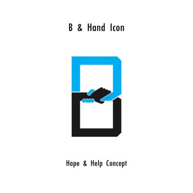 Yaratıcı B-alfabe simgesi Özet ve eller simge tasarlamak vektör 