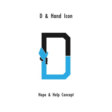 Yaratıcı D-alfabe simgesi Özet ve eller simge tasarlamak vektör 