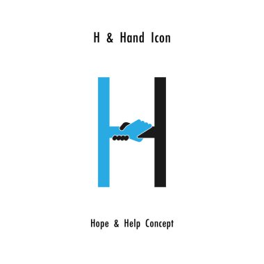 Yaratıcı H-alfabe simgesi Özet ve eller simge tasarlamak vektör 