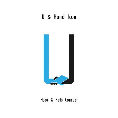 Yaratıcı U-alfabe simgesi Özet ve eller simge tasarlamak vektör 