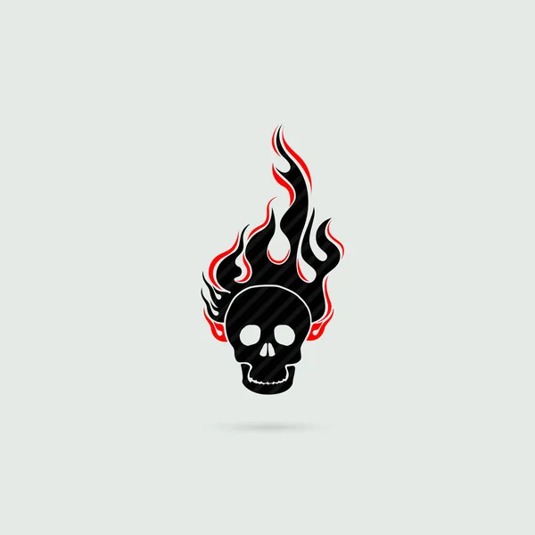 Silhouettes of flaming human skull.Human fire skull tattoo logo — Stock Vector