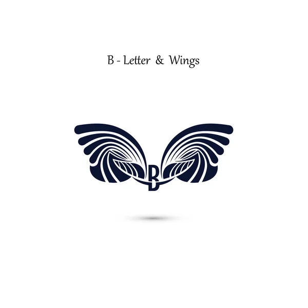 B-Buchstabe Zeichen und Engel wings.monogram Flügel Vektor-Logo-Vorlage — Stockvektor