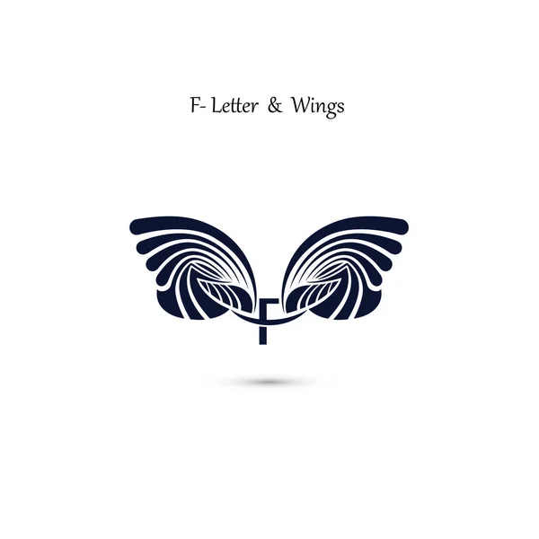 Modelo de logotipo do vetor asa F-letter sign e angel wings.Monogram — Vetor de Stock