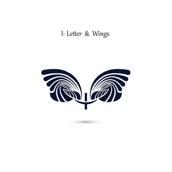 I-letter sign and angel wings.Modelo de logotipo do vetor asa monograma — Vetor de Stock