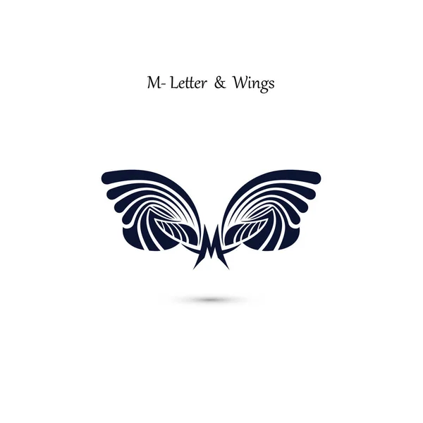 Modelo de logotipo do vetor asa M-letter sign e angel wings.Monogram — Vetor de Stock