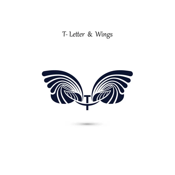 T-letter Zeichen und Engel wings.monogram Flügel Vektor-Logo-Vorlage — Stockvektor