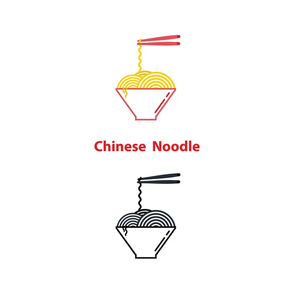 Noodle restaurante e logotipo da comida vetor design.Chinese log macarrão —  Vetores de Stock