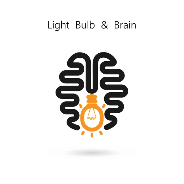 Bombilla de luz creativa y cerebro humano diseño vectorial abstracto banne — Archivo Imágenes Vectoriales