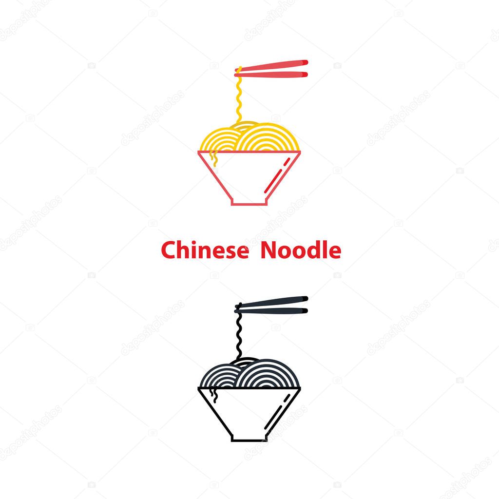 Noodle restaurant and food logo vector design.Chinese noodle logo design template.Taste of Asia logo template design.Vector Illustration.