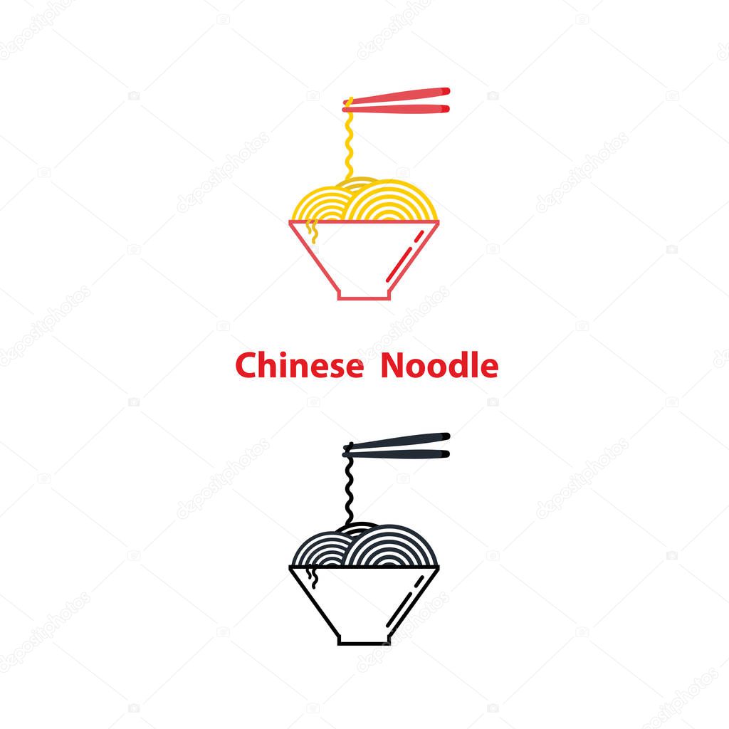 Noodle restaurant and food logo vector design.Chinese noodle log