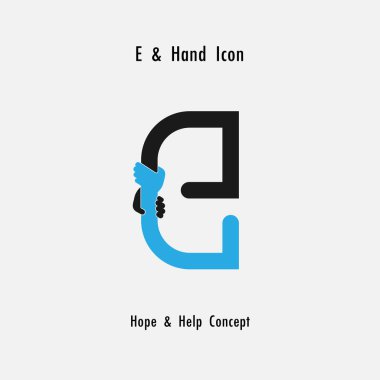 Yaratıcı E-alfabe simgesi Özet ve eller simge tasarlamak vektör 