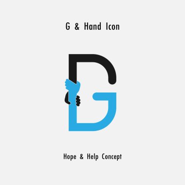 Yaratıcı G-alfabe simgesi Özet ve eller simge tasarlamak vektör 
