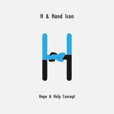 Yaratıcı H-alfabe simgesi Özet ve eller simge tasarlamak vektör 
