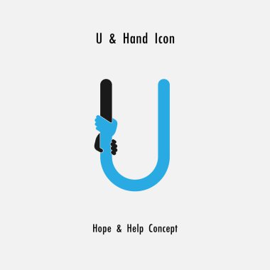 Yaratıcı U-alfabe simgesi Özet ve eller simge tasarlamak vektör 