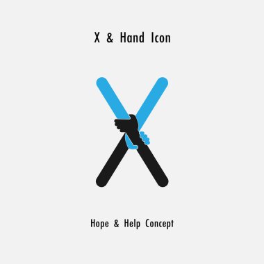 Creative X - alfabe simgesi Özet ve eller simge tasarlamak vektör 