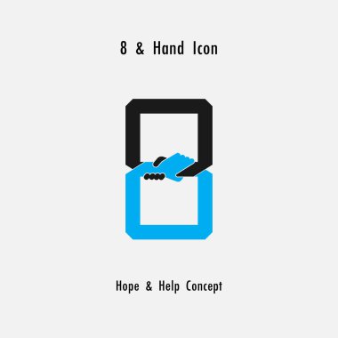 Yaratıcı 8-numarası simge soyut ve el simgesi tasarım vektör te