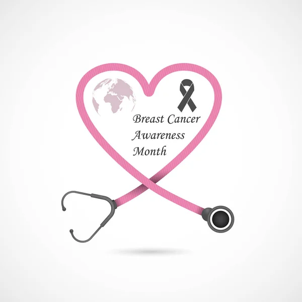 Rosa cuore nastro sign.Breast Cancer ottobre Consapevolezza Mese Camp — Vettoriale Stock