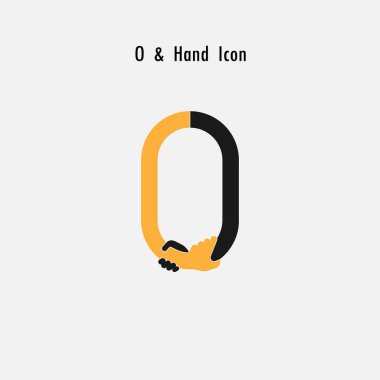 Yaratıcı 0-sayı simgesini soyut ve el simgesi tasarım vektör te