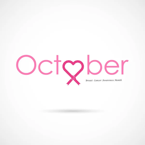 Roze hart lint teken. Borst kanker oktober Awareness maand Cam — Stockvector