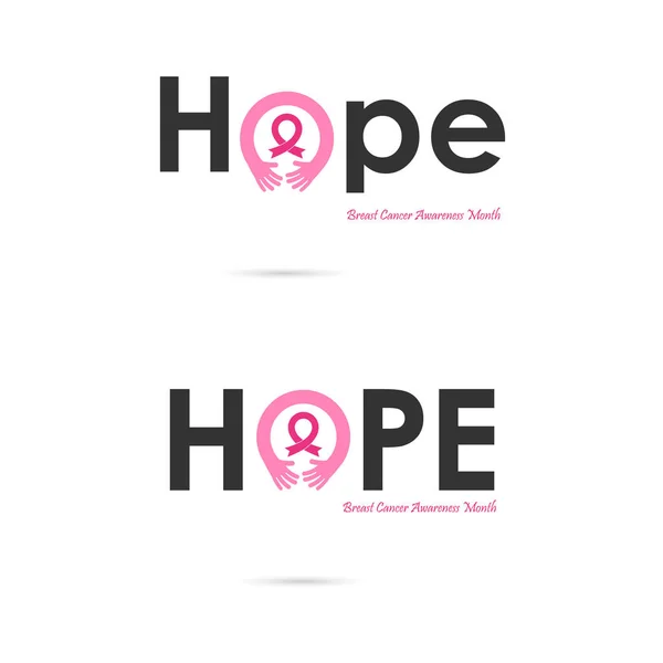 Esperança palavra icon.Breast Cancer Outubro Conscientização Mês Campanha Ba — Vetor de Stock