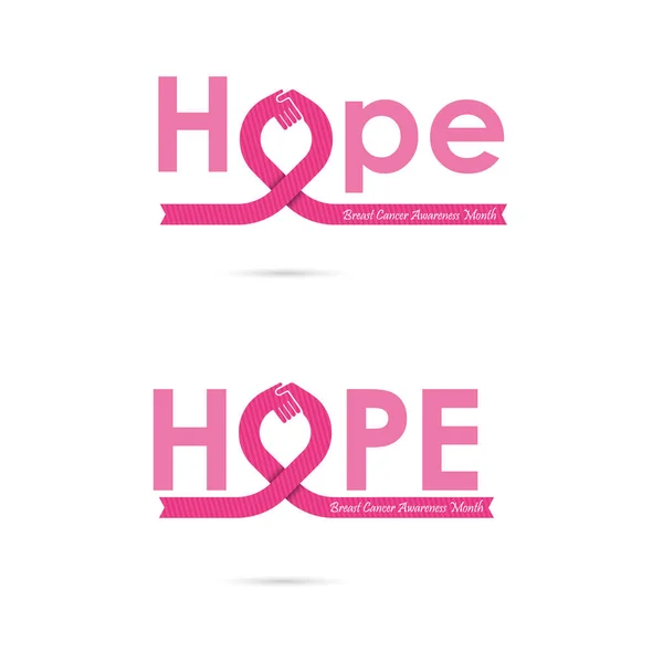 Esperança palavra icon.Breast Cancer Outubro Conscientização Mês Campanha Ba — Vetor de Stock