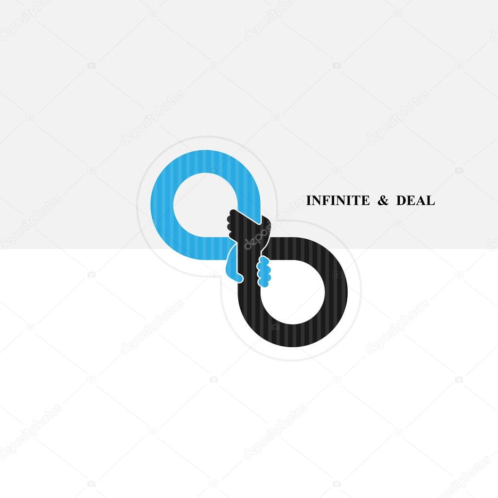 Hand sign and infinite logo elements design.Infinity sign.The best idea sign.Good idea logo.Vector illustration