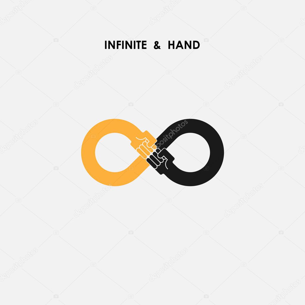 Hand sign and infinite logo elements design.Infinity and Fist si