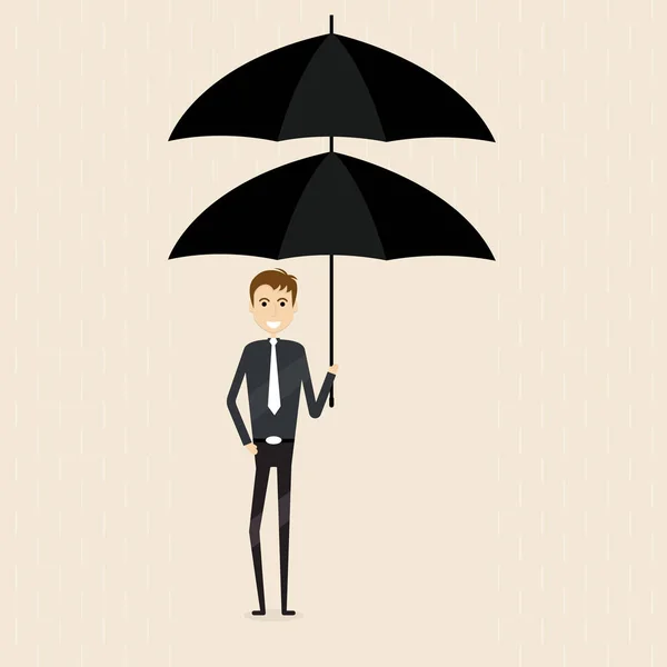 Manager,office worker or businessman holding double umbrella ove — Stock Vector