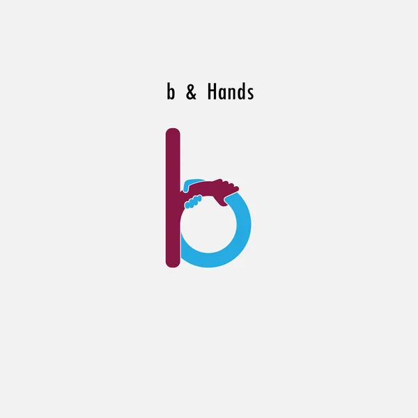 B- Lettre icône abstraite et mains logo design vectoriel template.Bu — Image vectorielle