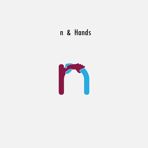 N- Lettre icône abstraite et mains logo design vectoriel template.Bu — Image vectorielle