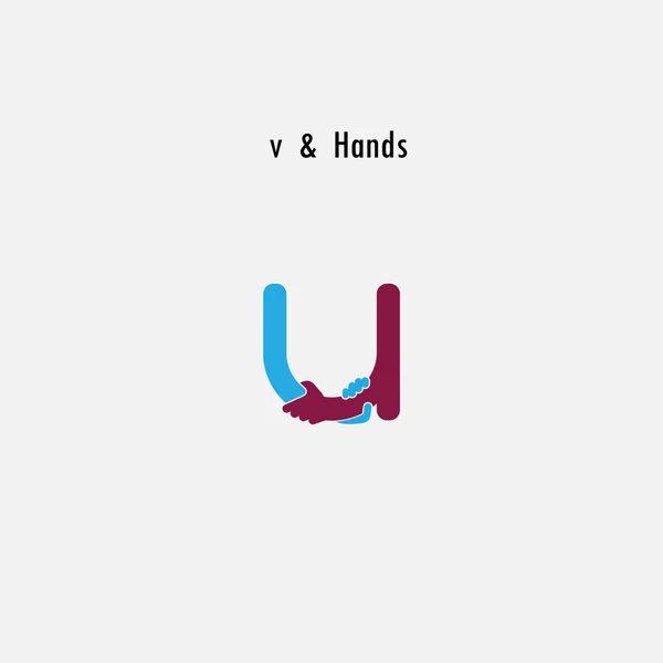 U- Ícone abstrato carta & mãos logotipo design vetor template.Bus —  Vetores de Stock