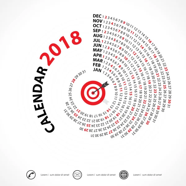 2018 Kalendarz Kalendarz Template.Spiral. Kalendarz 2018 zestaw 12 m — Wektor stockowy
