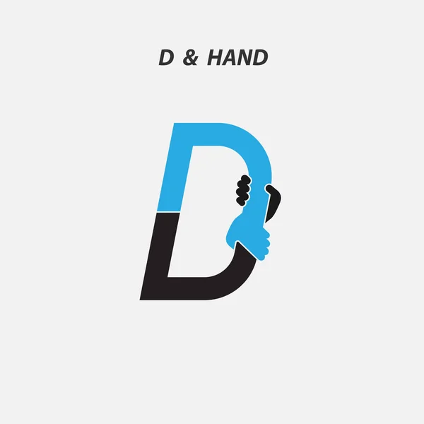 D - Lettre abstraite icône & mains logo design vectoriel template.Ita — Image vectorielle
