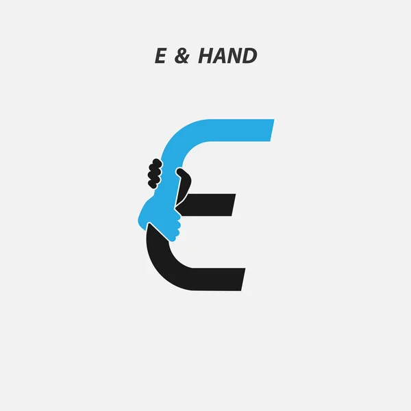 E - Icono abstracto de la letra & Plantilla del vector del diseño del logotipo de las manos. — Archivo Imágenes Vectoriales