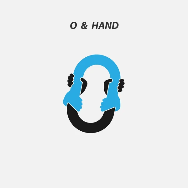 O - brief abstracte pictogram & handen logo vector ontwerpsjabloon. ITA — Stockvector