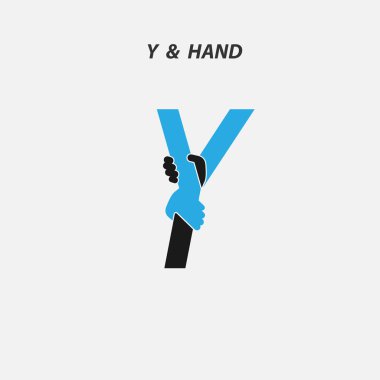 Y - soyut simgesi ve eller logo tasarım vektör şablonu mektup. ITA