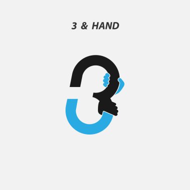 Yaratıcı 3-sayı simgesini soyut ve el simgesi tasarım vektör te