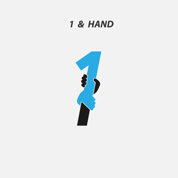 Creative 1- Number icon и hands icon design vector te te — стоковый вектор