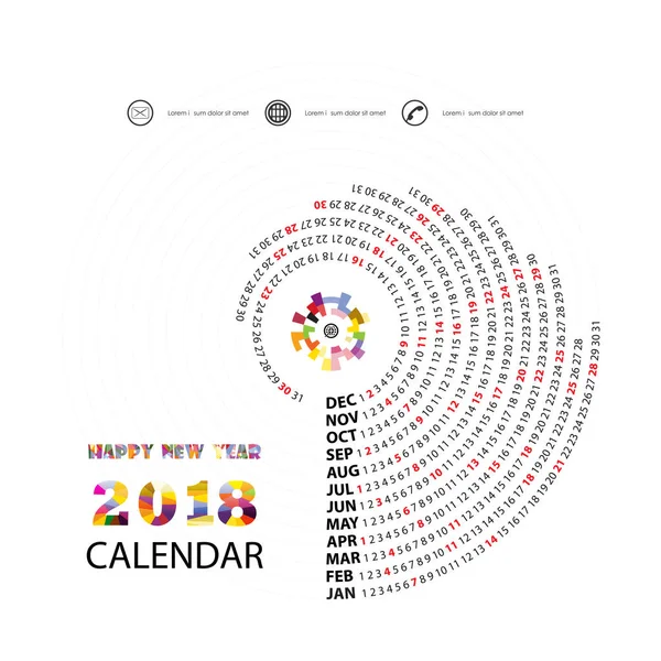 Plantilla Calendario 2018.Calendario espiral.Calendario 2018 Conjunto de 12 M — Vector de stock