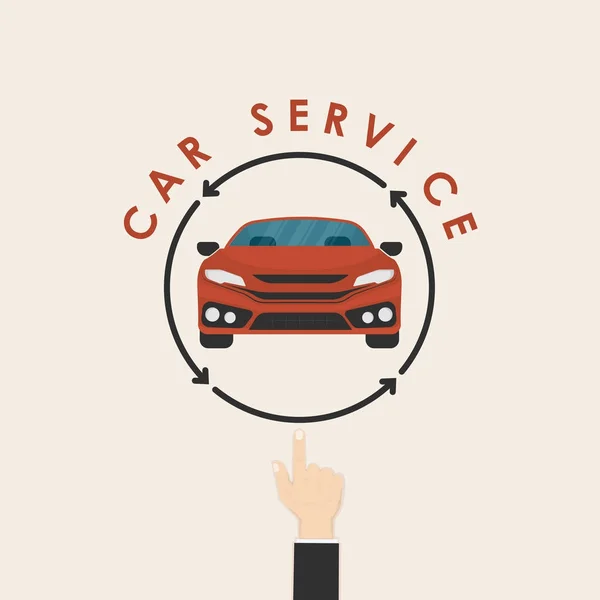 Plantilla de diseño de vectores de logotipo de servicio de coche y mano humana sign.Car . — Archivo Imágenes Vectoriales