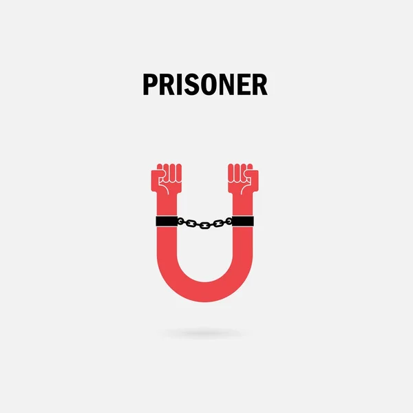 Tangan manusia dan rantai dengan huruf U simbols.Prison dengan Pris - Stok Vektor
